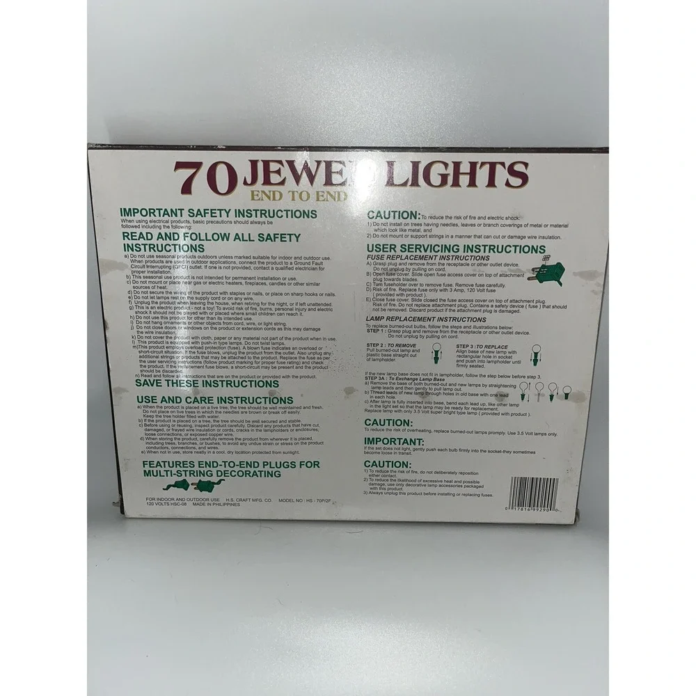 Holiday Highlights 70 Jewel Lights Indoor/Outdoor Christmas Clear NEW RARE